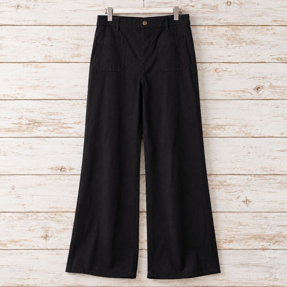 J.Crew Factory Lizzie Wide Leg Patch Pocket Pants Black 32P NWT